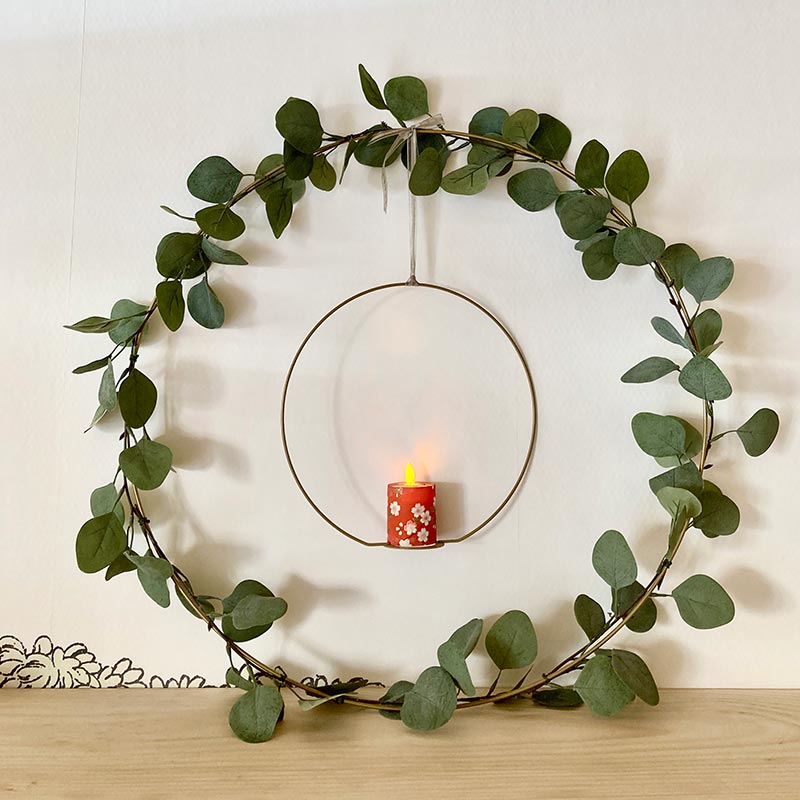 cercle eucalyptus, bougeoir suspendu pour bougie led