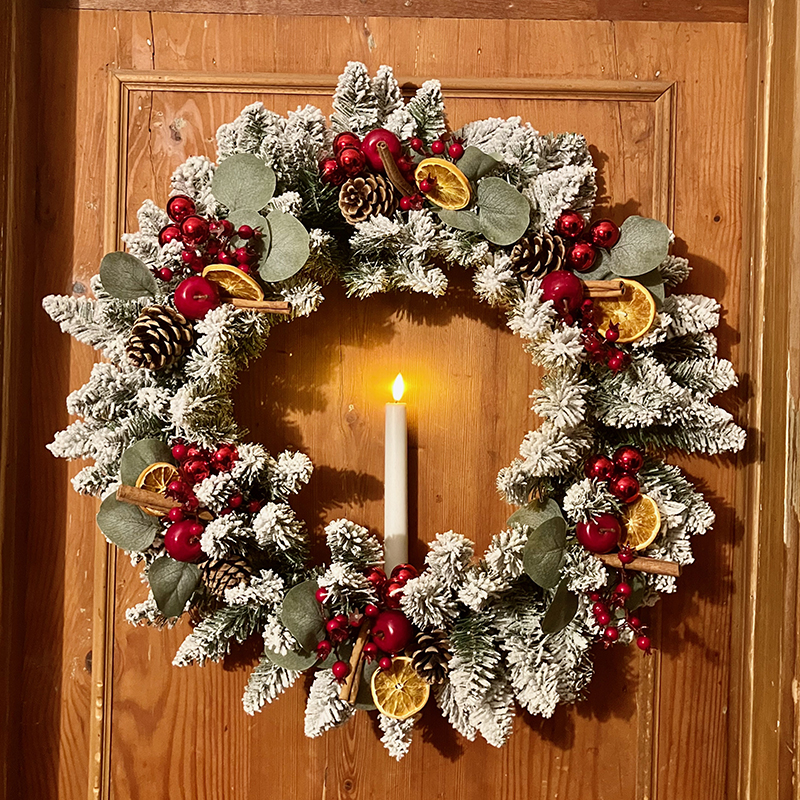 couronne de noel lumineuse luxe
