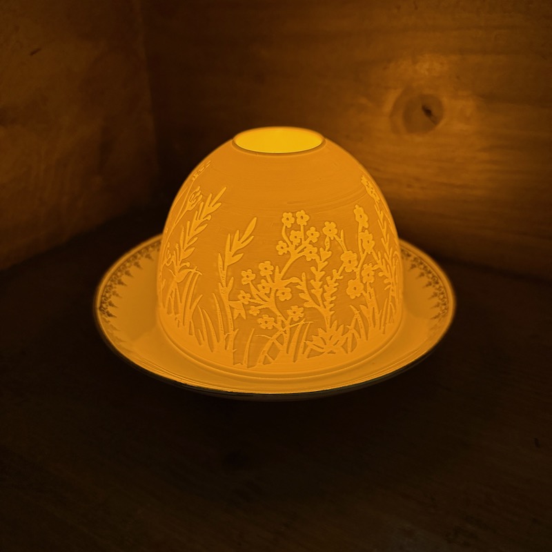 lithophanie led, décor fleurs champêtres