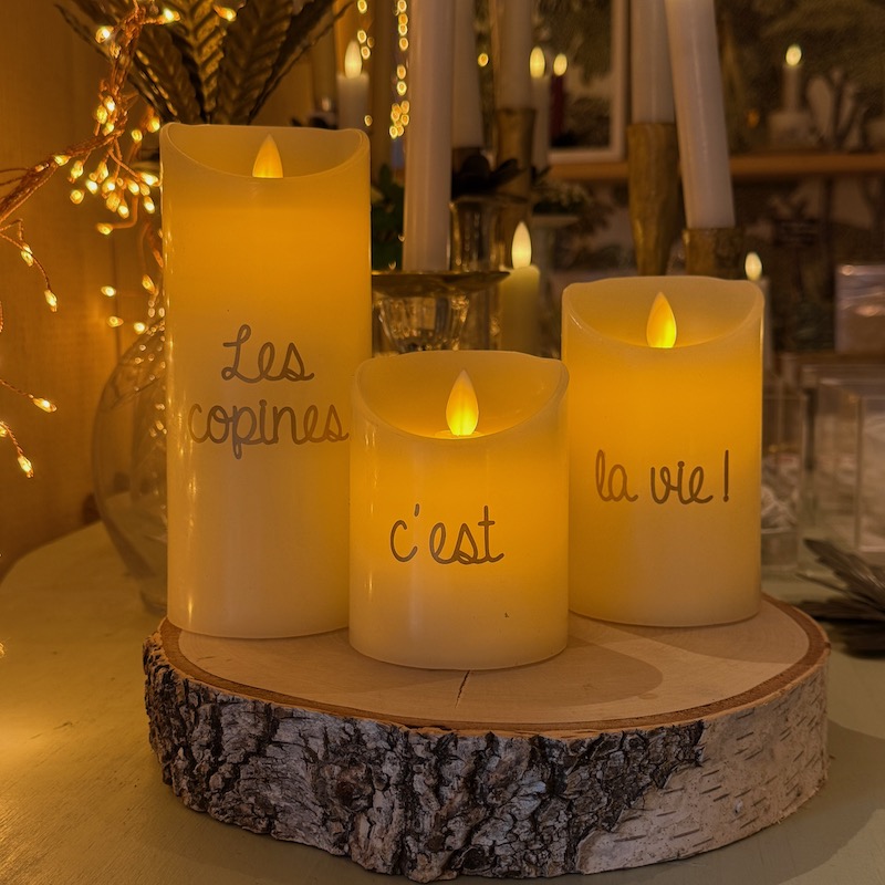 3 bougies personnalisées, cadeaux de copines