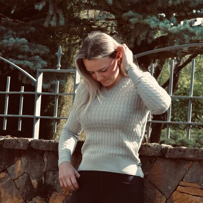 Pullover col V BEIGE