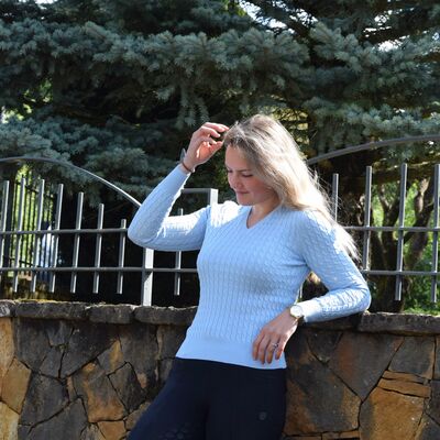 Pullover col V BLEU CIEL