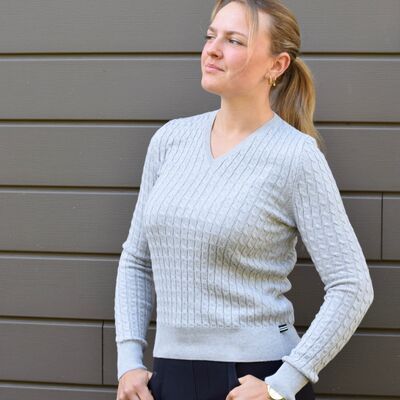 Pullover col V gris-clair