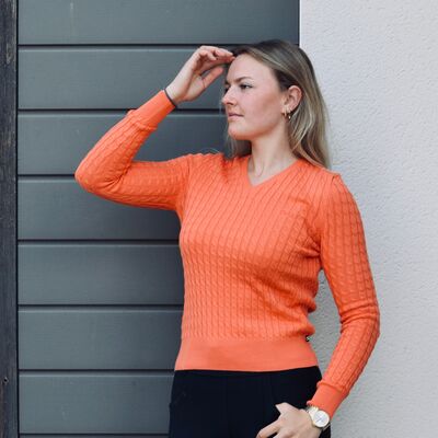 Pullover col V orange