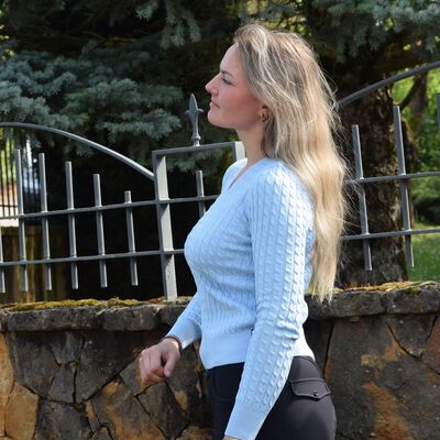 Pullover col V BLEU CIEL