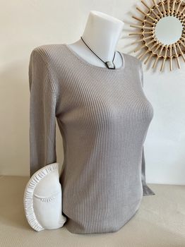Pull soie gris perle