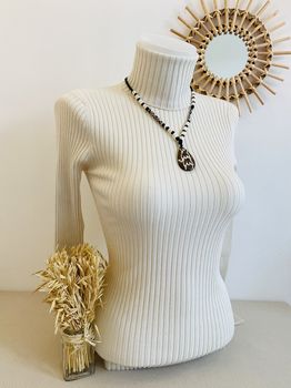 Pull soie roulé écru