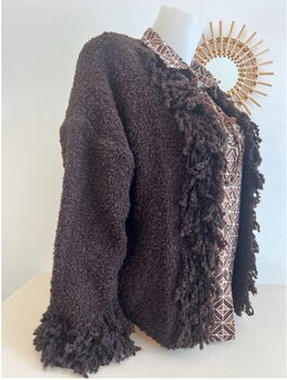 Gilet franges marron