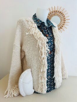 Gilet franges écru
