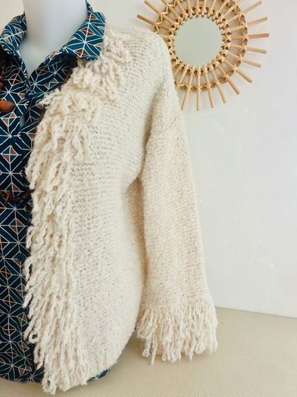 Gilet franges écru