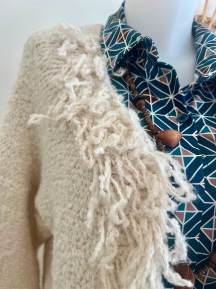 Gilet franges écru