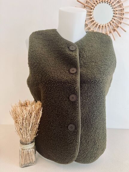 Gilet sans manches Mouton kaki