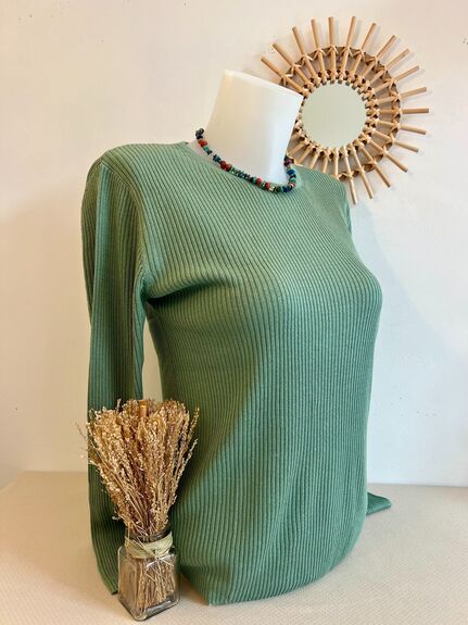 Pull soie vert sauge