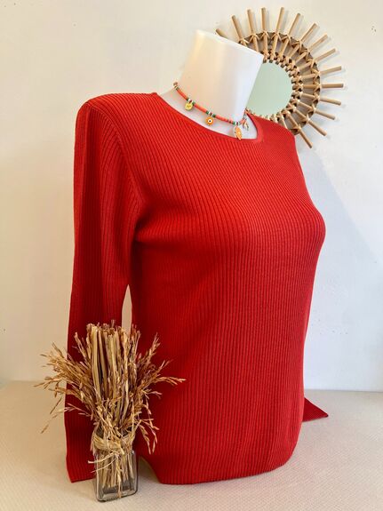 Pull soie corail
