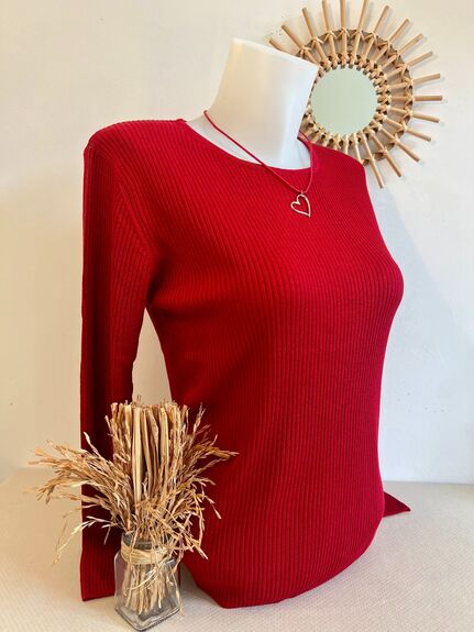 Pull soie rouge