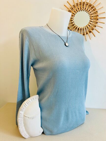 Pull soie bleu ciel