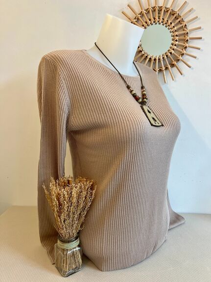 Pull soie beige