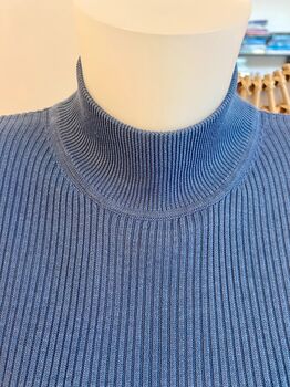 Pull Soie cheminée bleu jean