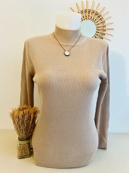 Pull Soie cheminée beige