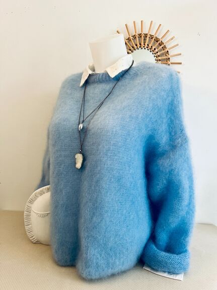 Pull Mohair bleu ciel