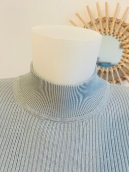 Pull soie cheminée L bleu ciel