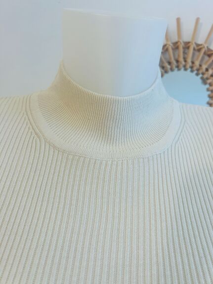 Pull soie cheminée L écru