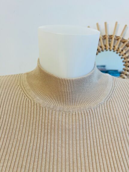 Pull soie cheminée L beige