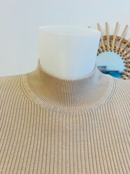 Pull soie cheminée L beige