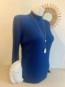 Pull soie cheminée L bleu roi