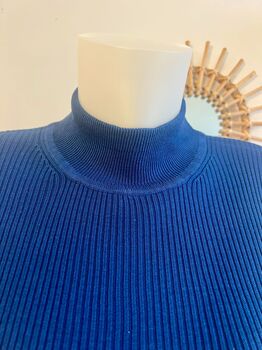 Pull soie cheminée L bleu roi