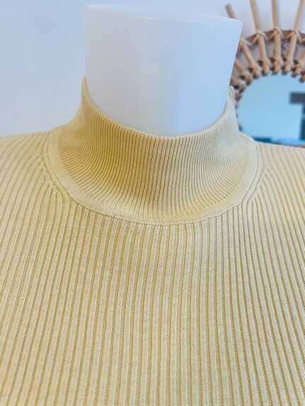 Pull soie cheminée L jaune