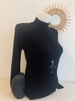 Pull soie cheminée L noir