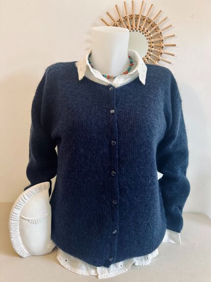 Cardigan mohair marine