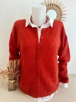 Cardigan mohair rouille