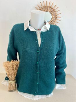 Cardigan mohair vert sapin