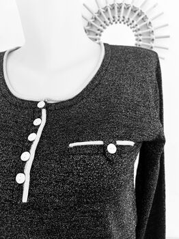 Soie lurex col tunisien noir