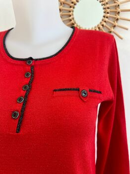 Soie lurex col tunisien rouge