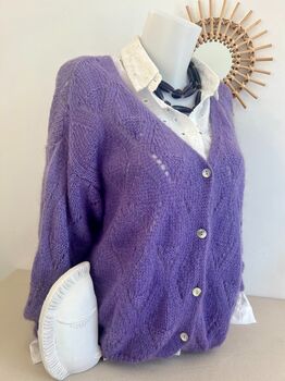 Gilet mohair ajouré parme