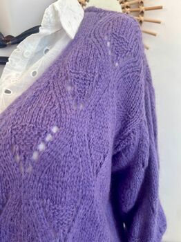 Gilet mohair ajouré parme