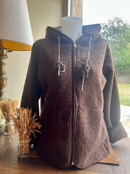 Gilet capuche sherpa marron