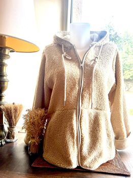Gilet capuche sherpa beige