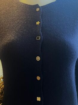 Gilet cachemire boutons bijoux marine