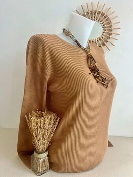 Pull soie camel