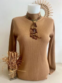 Pull Soie cheminée camel