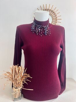 Pull Soie cheminée prune