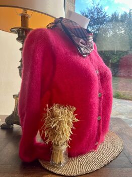 Gilet 80% kid mohair framboise