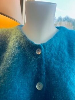 Gilet 80% kid mohair bleu pétrole