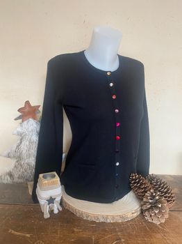 Gilet cachemire boutons velours noir