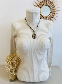 Pull soie roulé écru