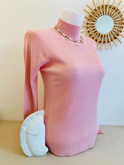 Pull Soie cheminée rose